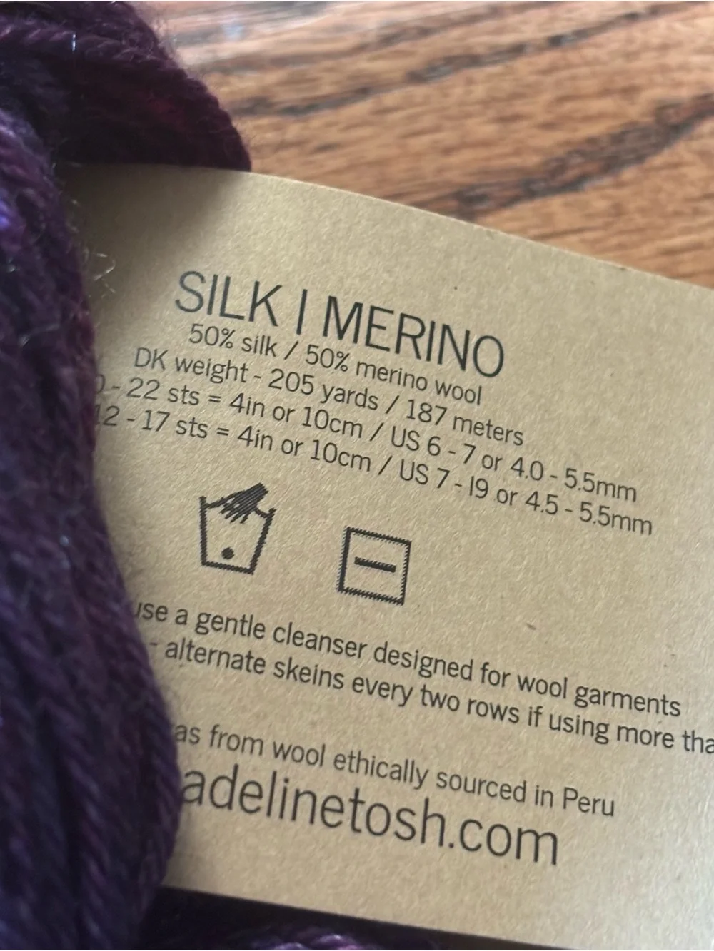 Madelinetosh Hand-Dyed Yarn Deep Purple Silk Merino Wool Flashdance DK Knitting